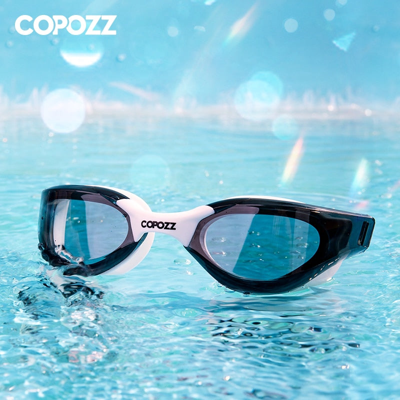 COPOZZ profesional impermeable chapado claro doble antivaho gafas de natación Anti-UV hombres mujeres gafas de natación con estuche