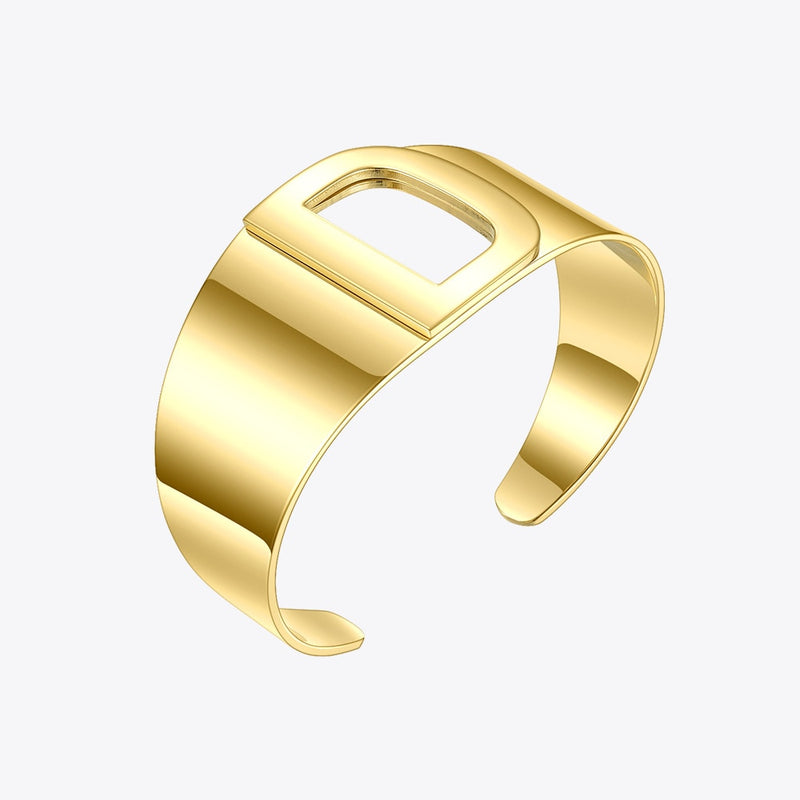 ENFASHION Initial Letter Bangles For Women Hollow Alphabet Open Bracelets Stainless Steel Gold Color Fashion Jewelry Gifts B2163