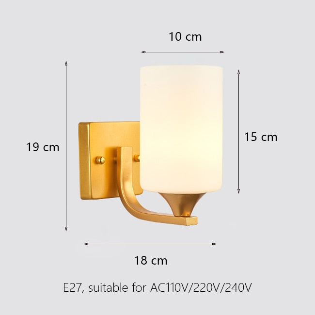 Lámpara de pared Led decorativa, lámpara de lectura nocturna de hierro junto a la lámpara, escaleras para el hogar, candelabro Vintage para Loft, luces de pared, bola de cristal, oro, negro, E27