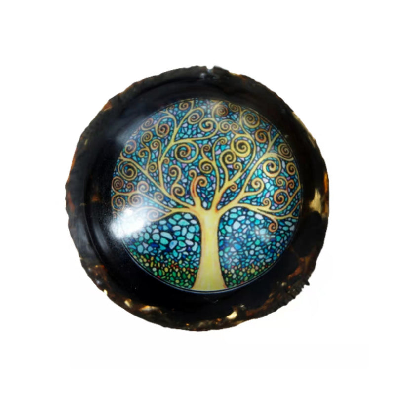 Colgante de orgón hecho a mano ~ turmalina negra cristal cuarzo árbol de la vida protección EMF Chakra curación orgonita collar de joyería
