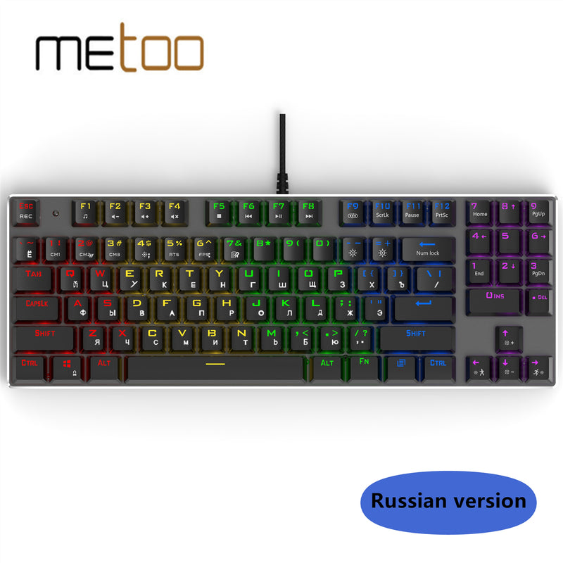 METOO Wired Gaming Mechanical Keyboard Backlit 89 Key Anti-ghosting Blue Red Brown Switch Number keys For Game Laptop PC Russian