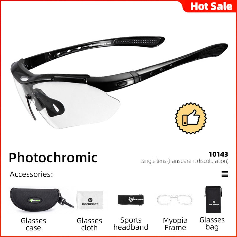 ROCKBROS Photochromic Cycling Glasses Bike Bicycle Glasses Sports Men&