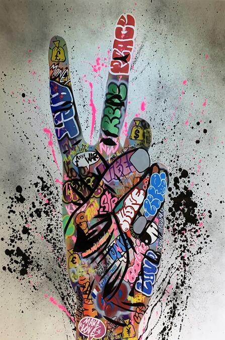 Middle Finger Gesture Street Art Posters and Prints Graffiti Art Paintings on the Wall Art Canvas Pictures Home Wall Decoration