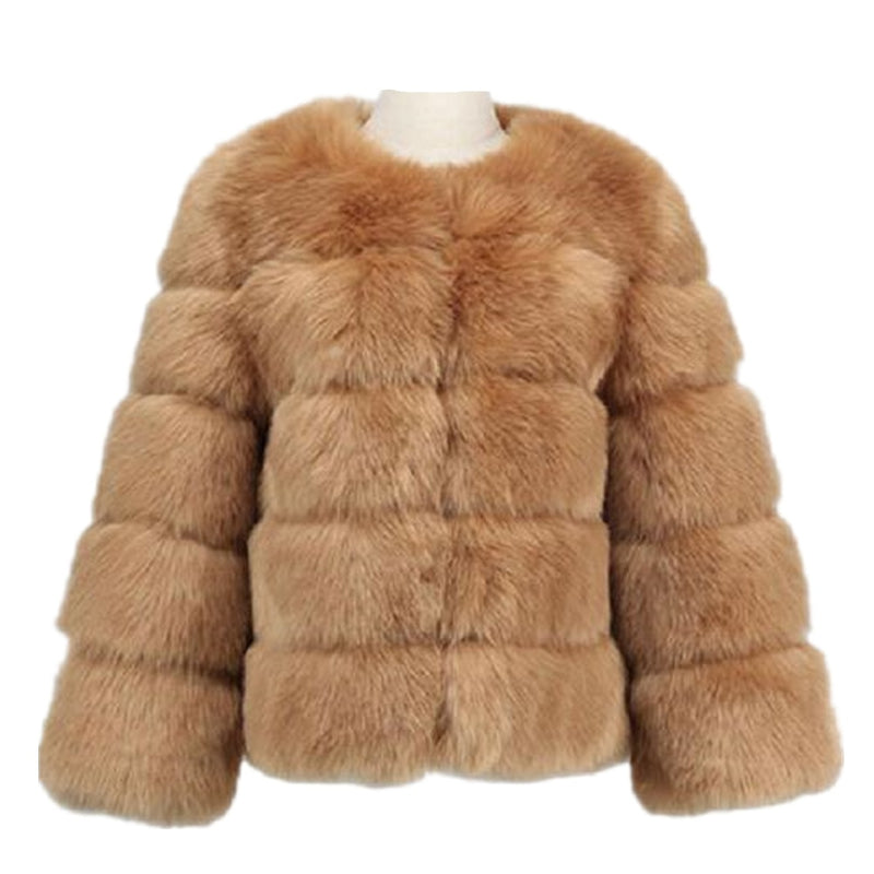 Lisa Colly New High Imitation Long Sleeves Short Fox Fur Coat Jacket Warmer Wintermantel Outwear Faux Fur Coat Overcoat Furs Coat