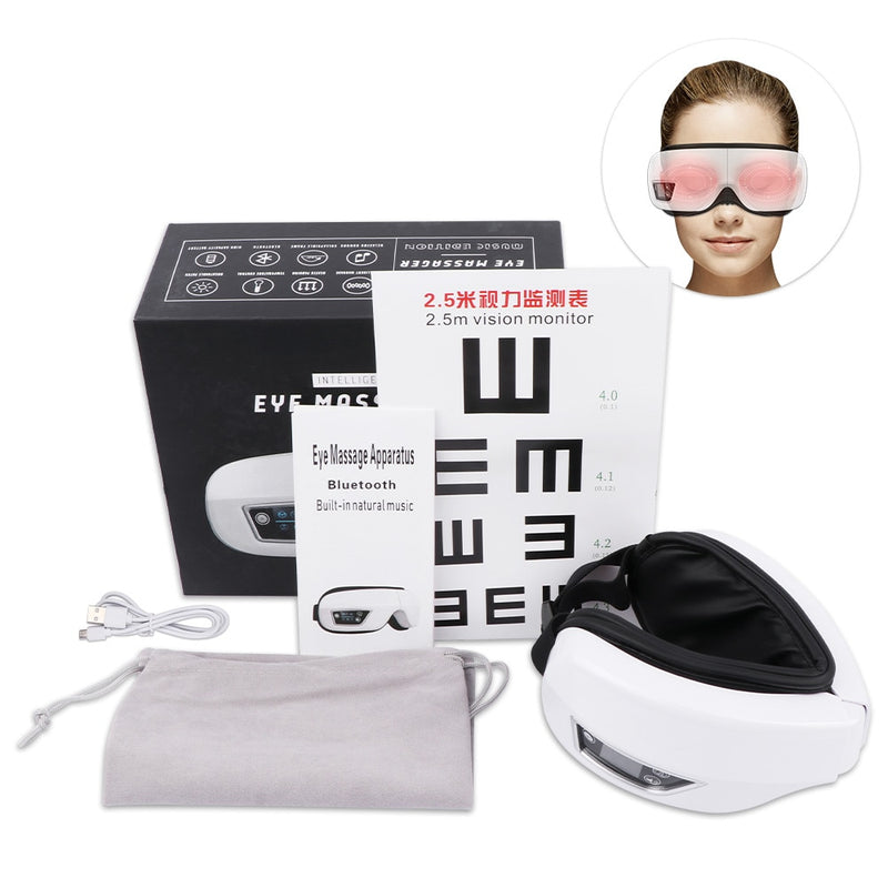 Eye Massager 6D Smart Airbag Vibration Eye Care Instrument Hot Compress Bluetooth Eye Massage Glasses Fatigue Pouch &amp; Wrinkle