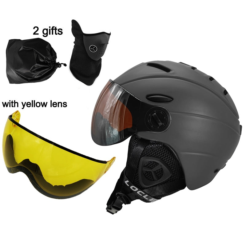 LOCLE CE Certification Glasses Ski Helmet In-mold Skiing Helmet With Goggles Snowboard/Skateboard Helmet 5 Colors M/L/XL