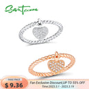 SANTUZZA Silver Ring For Women 925 Sterling Silver Heart Female Rings Rose Gold Color Cubic Zirconia Ring Set  Fashion Jewelry
