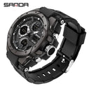 SANDA Brand Men's Watch Military Outdoor Sports Waterproof Watches Dual Display Quartz LED Digital Clock Relogio Masculino