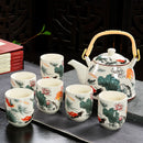 Hot Sale Yixing Ceramic Tea Set Tea Tray Outdoor Camping Mountaineering TeaSet Chinese Tea Ceremony NLSLASI tea pot and cup set