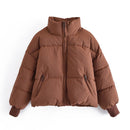 Tangada Women Solid Khaki Oversize Parkas Thick 2021 Winter Zipper Pockets Female Warm Elegant Coat Jacket 6A120