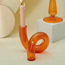 Nordic Orange Glass Taper Candle Holder Creative Home Decor Wedding Party Dinner Candlelight Decoration Living Room Candlestick