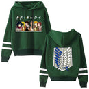 Attack on Titan Long Sleeved Striped Hooded Sweatshirt Pullover Tops Harajuku