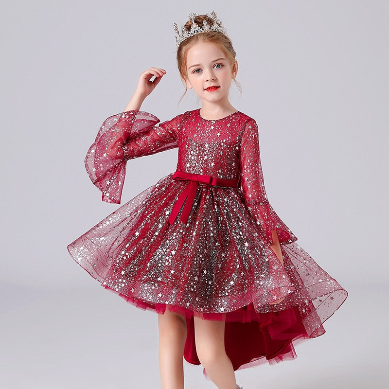 Halloween Costumes Sequins Princess Dresses For Girls Wedding Party Children Christmas Winter Clothes For Kids Vestidos 4-12 Y