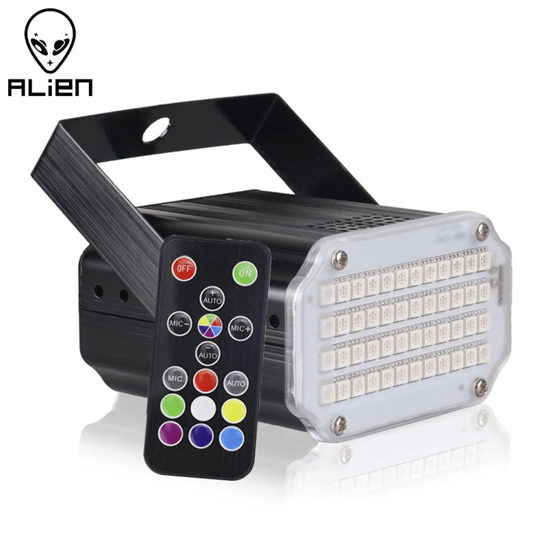 ALIEN 48 LED RGB UV Weiß Blitzlichter Disco DJ Party Urlaub Weihnachten Musik Club Soundaktivierter Flash-Bühnenlichteffekt