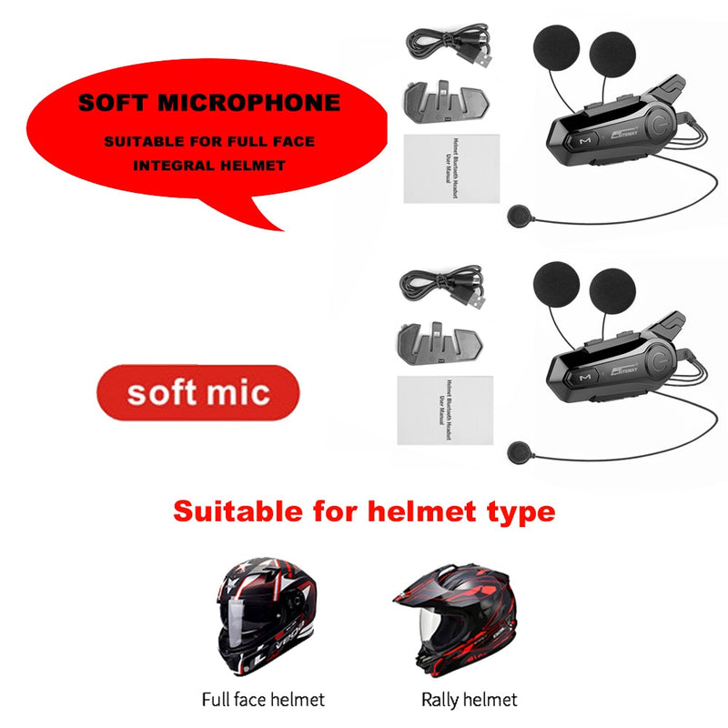 1/2 Uds E1 intercomunicador Bluetooth casco de motocicleta auriculares bluetooth para 2 conductores intercomunicador Moto interfono auriculares inalámbricos