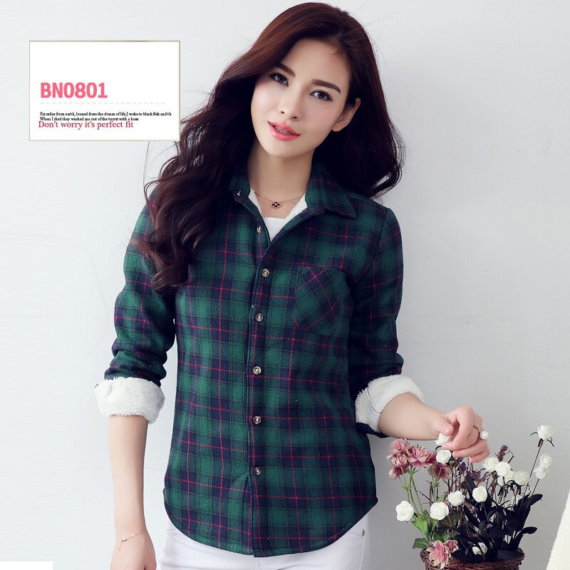 S-4XL Frauen Baumwollhemd Frühling Herbst Winter 2022 Neue Casual Langarm Gebürstet Plaid Streifen Shirts Mädchen Tops Bluse Weiblich