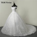 Real Vedio Luxury Lace Applique Plus Size Wedding Dress Embroidery 2022 New Long Train Sweetheart Bride Gown Vestidos De Noiva