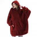 Oversized Hoodie Blanket With Sleeves Sweatshirt Plaid Winter Fleece Hoody Women Pocket Female Hooded Sweat Oversize Femme