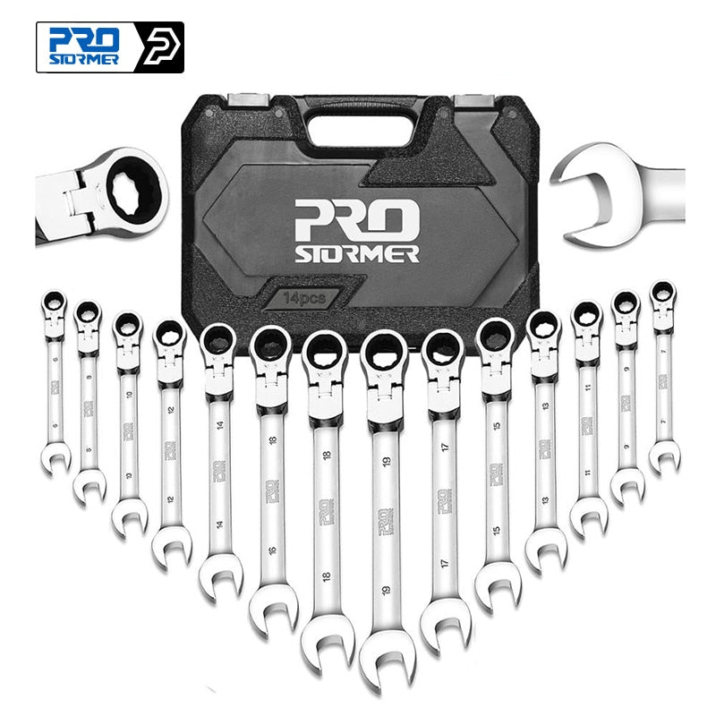 PROSTORMER 14pcs Keys Set Multitool Wrench Ratchet Spanners Set Hand Tool Wrench Set Universal Wrench Tool Car Repair Tools