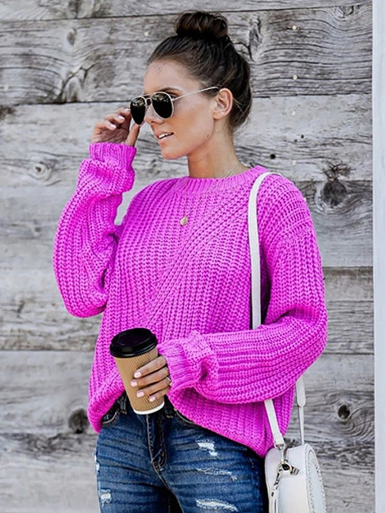 Fitshinling 2022 New Arrival Sweater Women Clothing Solid Slim Basic Jumper Knitwear Holiday Boho Autumn Winter Pullover Knitted