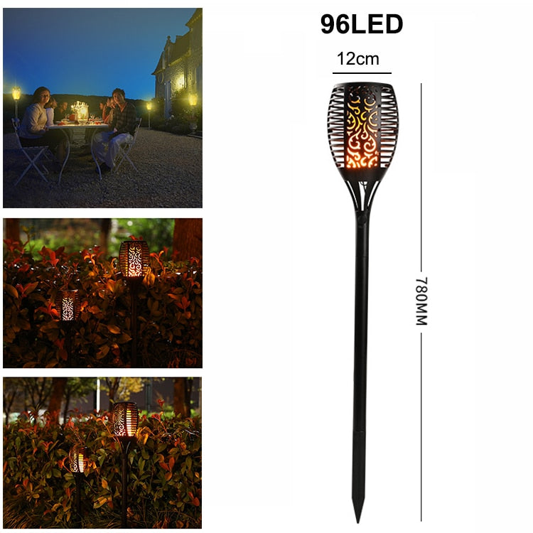 Honhill 33/96 LED lámpara de llama Solar parpadeante al aire libre IP65 impermeable paisaje patio jardín luz camino iluminación antorcha luz