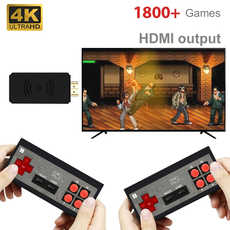 Video Game Console Handheld Game Player Mini Game Console Built in 1800 Classic 8 Bit Games Dual Wireless Gamepad HD/AV Output
