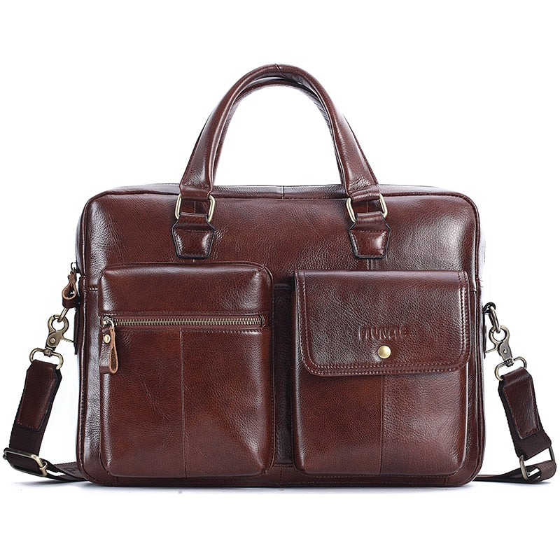 Men Genuine Leather Handbag Large Business Travel Messenger Bag Male Leather Laptop Bag Men&