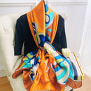 2022 180*90cm Women Scarf Summer Silk Shawl Lady Wrap Soft Female Europe Designer beach bandanna foulard muffler girl pareo