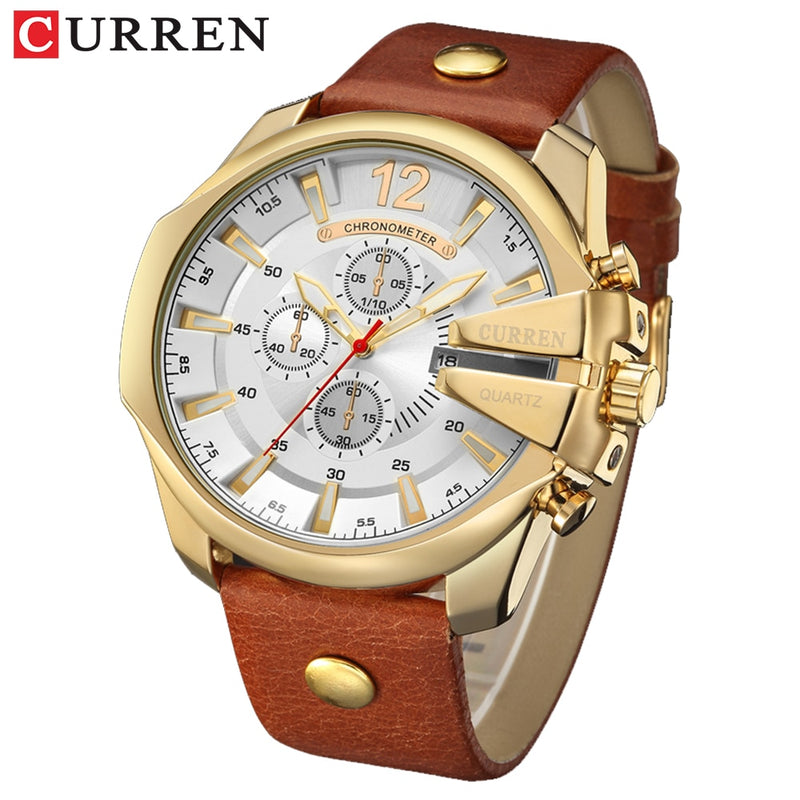 Men Luxury Brand CURREN New Fashion Casual Sports Watches Modern Design Quartz Wrist Watch Genuine Leather Strap Male Clock