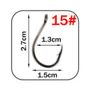 W.P.E Brand 1 pack Fishing Hook Size 7#-15# Barbed Hook High-Carbon Steel Single Circle Carp Fishhook Jig Tackle Accessories
