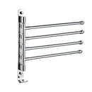 Bathroom Swivel Towel Bar with Hooks, Wall Mounted Swivel Arm Towel Rack Stainless Steel Black Towel Rail Holder with 4 Arms