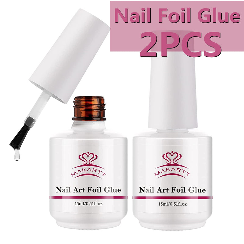 Makartt Nail Art Foil Glue Gel para pegatinas de papel de aluminio Nail Transfer Tips Manicure Art DIY 15ML 1 Botellas Lámpara de curado de uñas Requerido