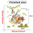 Cartoon Giraffe Wall Stickers for Kids rooms Kindergarten Wall Decor Self-adhesive Vinyl PVC Wall Decals for Nursery Home Decor