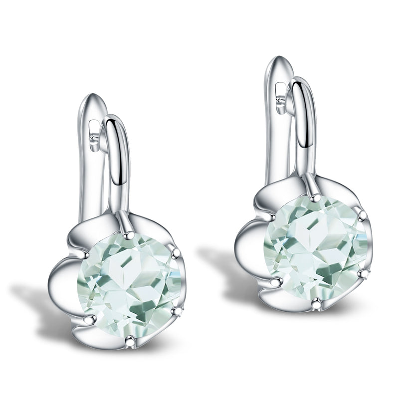 GEM'S BALLET Pure 925 Sterling Silver Fine Jewelry Oval 5.47Ct Natural Green Amethyst Birthstone Stud Pendientes para mujeres