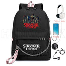 New Stranger Things backpack HELLFIRE Multifunction USB Charging Travel Canvas Student Backpack For Teens Boys Girls School Bag