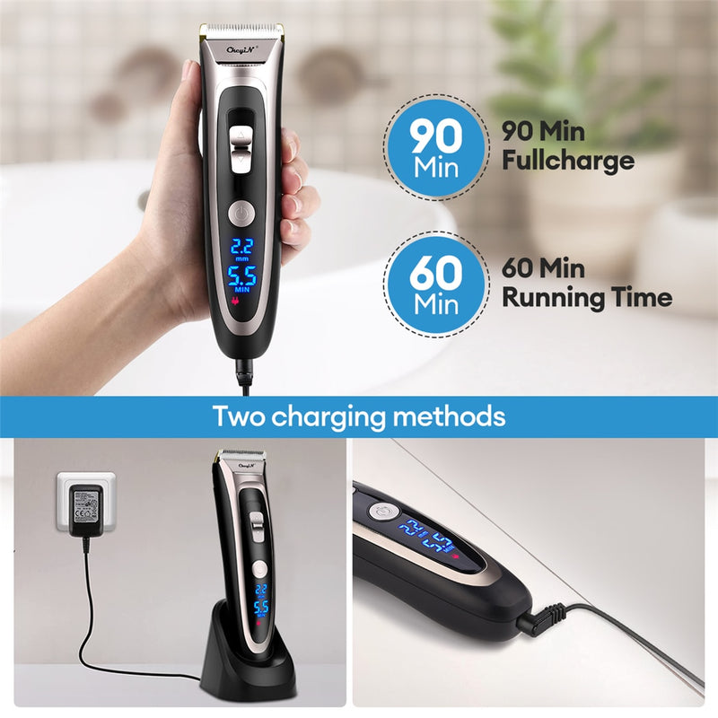 CkeyiN Professional Digital Hair Trimmer Rechargeable Electric Hair Clipper Men&