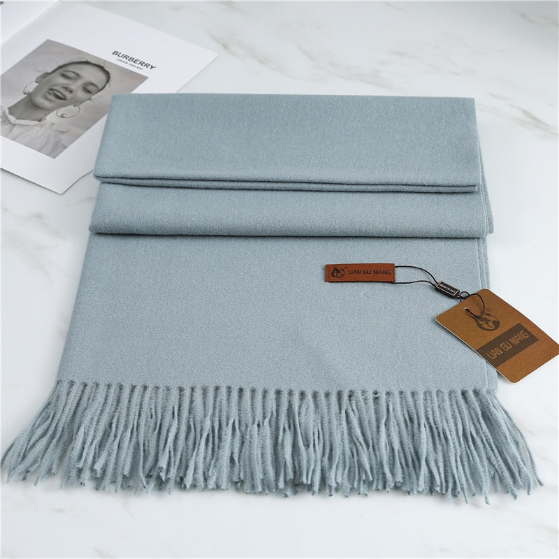 2022 Winter Cashmere Scarf Women Thick Warm Pashmina Shawls Wraps Solid Color Tassel Lady Blanket Echarpe Bufanda Hijab