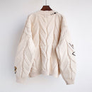 Brief Stickerei Lose Pullover Frauen Winter Frauen Mantel Strickjacke Adrette Kleidung Y2K Süßes Mädchen Casual Strickpullover Top