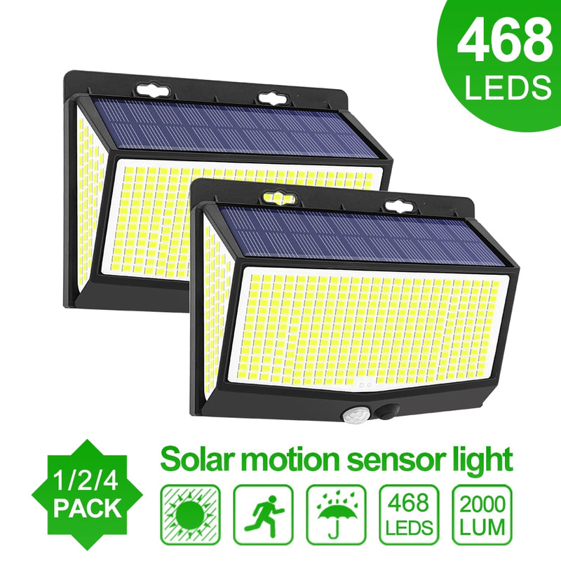 468/114 LED Lámpara solar al aire libre PIR Sensor de movimiento Luz solar impermeable Luz de pared alimentada Decoración de jardín Luz de calle de emergencia