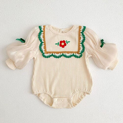 New Autumn Korean Style Baby Girls Cotton Princess Romper Long Sleeve Baby Girls Jumpsuits Newborn Girls Crawling Clothes