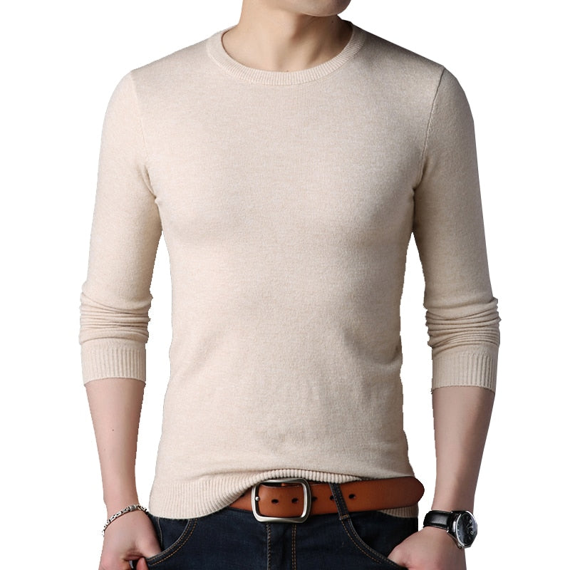 TFETTERS Spring Autumn Knitted Sweater Men Long Sleeve O-Neck Sweater for Man Solid Color Gray Slim Sweaters Oversize M-4XL