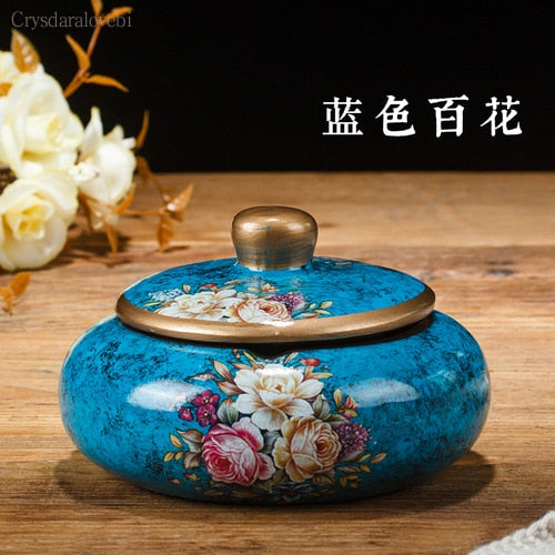 New Style Chinese Retro Ceramic Large with Lid Ashtray Modern Minimalist Creative Luxury Living Room Decoration Coffee Table