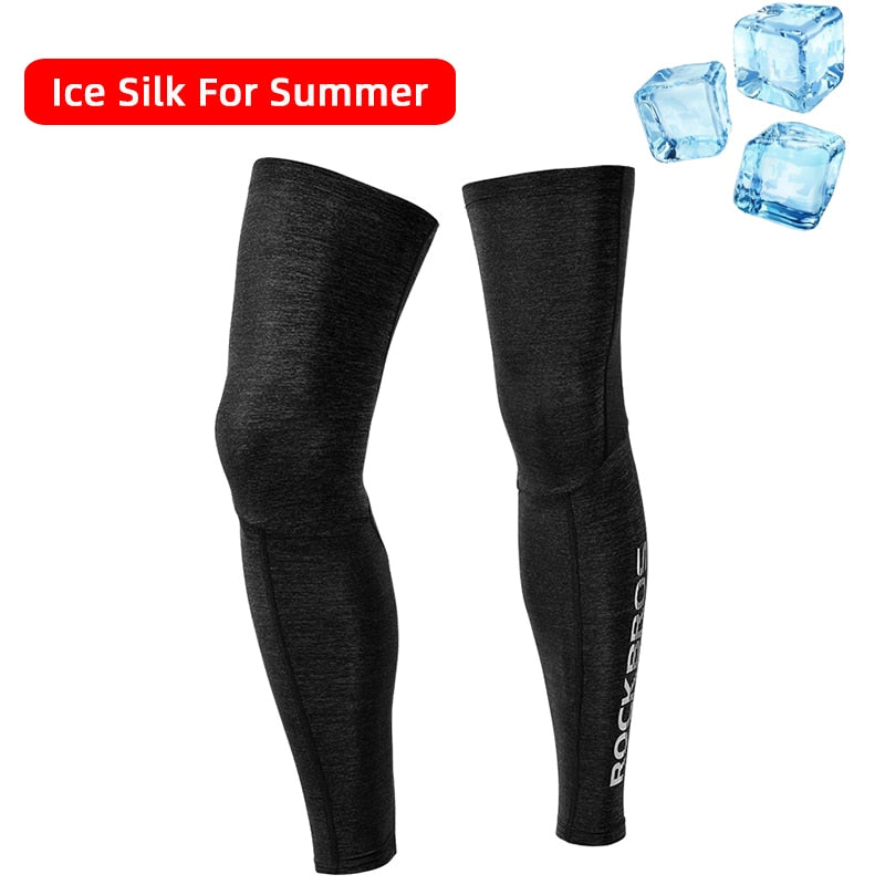 ROCKBROS Anti UV400 Cycling Leg Warmers Compression Knee Pad Protector Leg Sleeves Outdoor Sports Safety Soccer Running Leggings