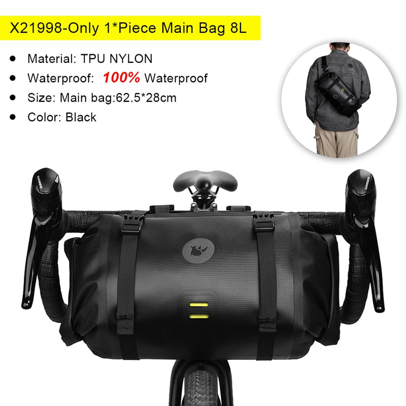 Rhinowalk Bicycle Bag Waterproof Big Capacity Handlebar Bag 1 or 2-piece Front Tube Cycling Bag MTB Frame Trunk Bike Accessories