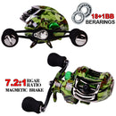 Fishing Baitcasting Reel All Metal Spool 18+1BB 10kg/22LB Max Drag Force Speed Ratio 7.2:1 Magnetic Metal Casting Fishing Reel