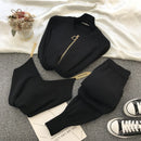 mozuleva  Women 2022 Autumn Winter Knitted  Vest Zipper Cardigans Pants 3pcs Sets Tracksuits Outfits