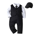 Baby Boys Gentleman Outfits Suits Clothing Spring and Autumn Children One-Piece Rompers Jacket Hat Suit Baby Boy Clothes