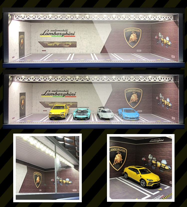 GEECHAN 1:64 Diorama Display Cabinet Bright Model Carport JDM Nissan LBWK  MPOWER LAMBO USB LED lights Finished