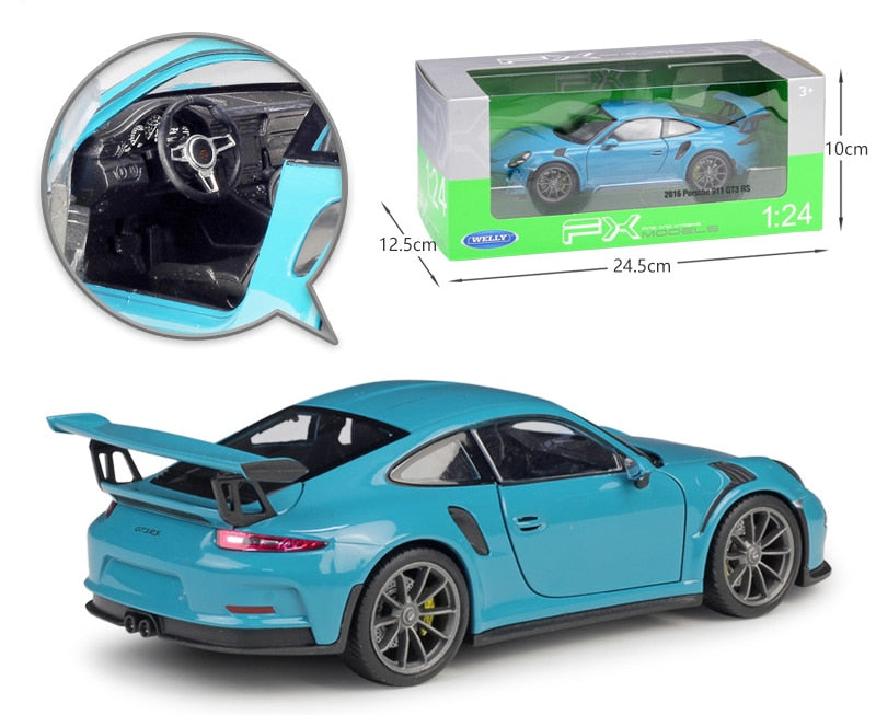 WELLY Maßstab 1:24 Diecast Simulator Auto Porsche 911 GT3 RS Modellauto Legierung Sportwagen Metall Spielzeug Rennwagen Spielzeug für Kinder Geschenk
