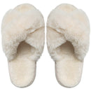 2022 Winter New Women Slipper Soft Rabbit Fur Cross Upper 3cm Heel Platform Fur Warm Indoor Ladies Open Toe Fluffy Home Slippers